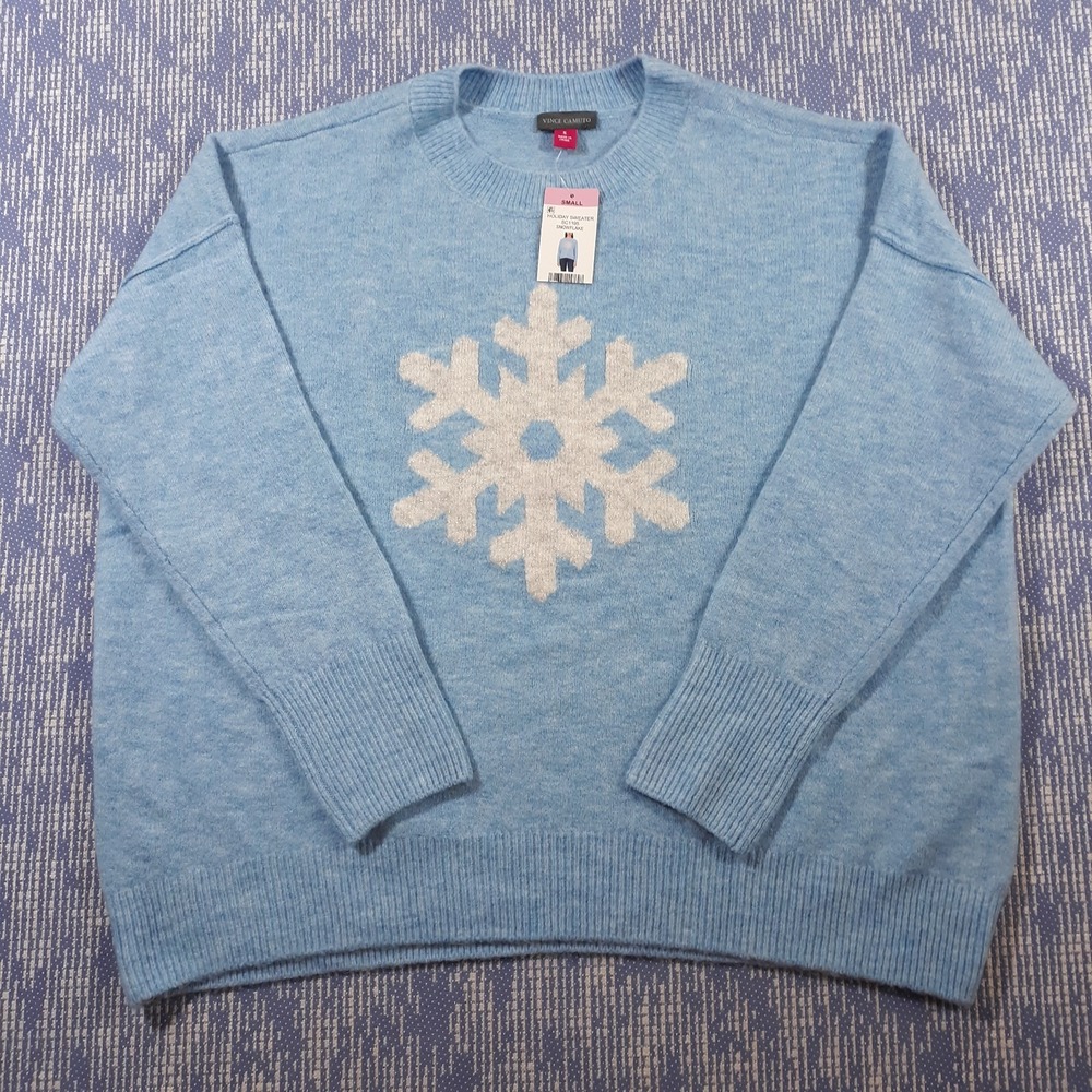 Vince Camuto Holiday Sweater Snowflake Womens Size Small Pullover Crew Neck NEW